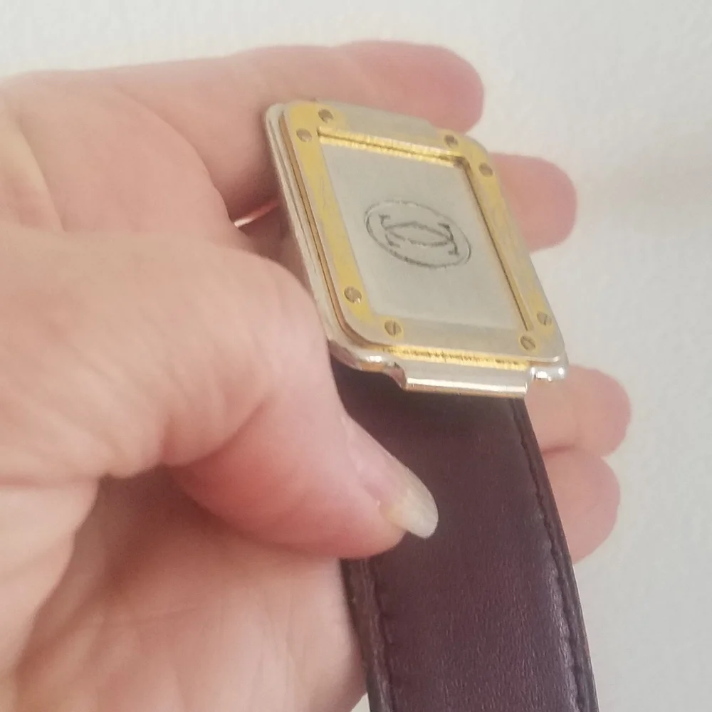 Vintage Cartier Belt Buckle With Original Cartier Mahogany Leather Strap - Picture 10 of 13